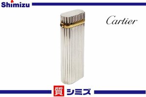 1円【Cartier】着火未確認 カルティエ ガスライター サファイア ストライプ 喫煙具 アクセサリー 小物 コンビカラー◆質屋