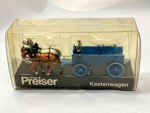 ビンテージ 古い物 Preiser/プライザー2頭立馬の荷馬車 Art Mr30468 ジオラマ 模型 人形 ミニフィギュア 未使用 used 経年保管現状品