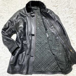 頂点頂上!! これ以上なし!!【V2 BY VERSACE ヴェルサーチ】 裏地全面キルティング!! コート レザージャケット XLサイズ相当