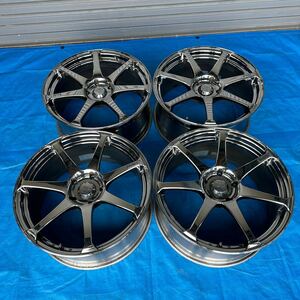 YOKOHAMA MODEL T7 AVS中古アルミホイール4本セット18インチ8J 5穴PCD 114.3 オフセット45 メッキ