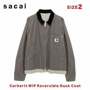 ◆即完売/希少コラボ◆ Sacai Carhartt WIP Reversible Duck Jacket 24SS サカイカーハート サイズ2 GRAY×L/GREEN ジャケット ブルゾン 