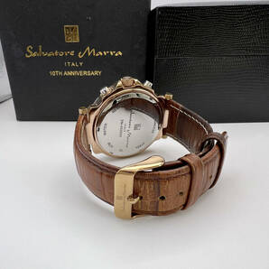 稼働 箱付き Salvatore Marra サルバトーレマーラ SM-9028SS クォーツ 白文字盤 クロノグラフ メンズ腕時計 の画像3