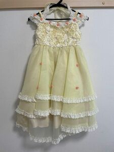 新品　未使用　ワンピース　ドレス　子供　女の子　シフォン　キッズ イエロー