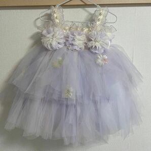 新品　未使用　ワンピース　ドレス　子供　女の子　シフォン　キッズ パープル　紫