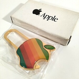 tm366　超希少　激レア　Apple　レインボー　キーホルダー　キーリング　アップル　Apple社　RAINBOW　当時もの　U字　箱付き　