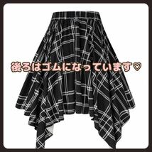 ★特別御奉仕品★【5L／ブラック】チェック柄編み上げ＊アシンメトリー＊ミニスカート＊大きいサイズ＊レディース＊コスプレ＊女装＊V系_画像4