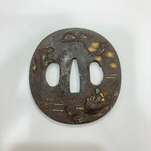 保管品 日本刀 装具 鍔 金彩 金 総重量83.83g