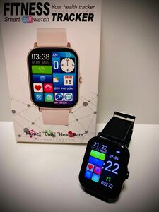 スマートウォッチ ヘルスメーターBluetooth通話機能付 体温 心拍数 健康管理ブラックAppleWatchwatch7