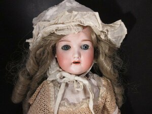 XW779^ antique / bisque doll /182-11/ stamp equipped / pretty girl / total height 58cm/ sleep I / open mouse / navy blue position body / West doll 