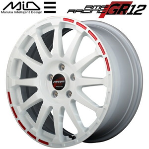 MARUKA MID RMP RACING GR12 ホイール1本価格 ホワイト/ストロボレッド 6.0J-16インチ 4穴/PCD100 インセット+43