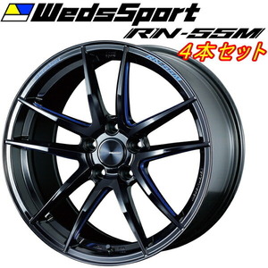 WedsSport RN-55M ホイール4本Set ブラックブルーマシニング 8.5-18インチ 5穴/PCD100 インセット+45