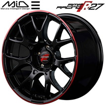 MARUKA MID RMP RACING R27 ホイール4本Set ブラック/リムレッドライン 9.5J-18インチ 5穴/PCD114.3 インセット+22_画像1