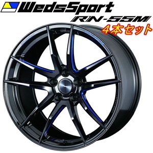 WedsSport RN-55M ホイール4本Set ブラックブルーマシニング 9.0-19インチ 5穴/PCD112 インセット+30