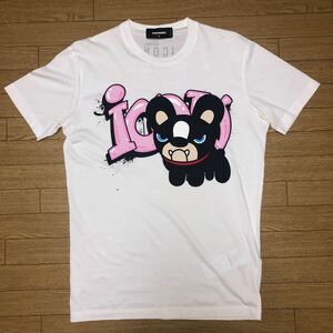 22SS DSQUARED2/ディースクエアード S79GC0046 ICONロゴ ブルドッグ コットン 半袖Tシャツ/カットソー ホワイト S 正規品【中古】