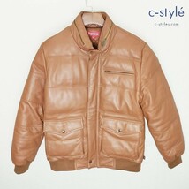 D848 [秋冬物][人気] Supreme シュプリーム Leather Down Jacket M ブラウン ラムスキンダウン コート 10AW ジップアップ | D★_画像1