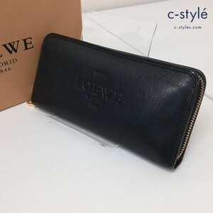 B221 [人気] LOEWE ロエベ 長財布 ブラック ラウンドファスナー レザー | G★