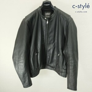 B352 [人気] KADOYA カドヤ シングルライダースジャケット 4L ブラック レザー ジップアップ バイク用品 | G★