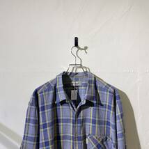 vintage euro grand farther check shirt ヨーロッパ古着 ビンテージ フランス製 チェック柄 グランパシャツ 60s 70s 長袖 チェックシャツ_画像3