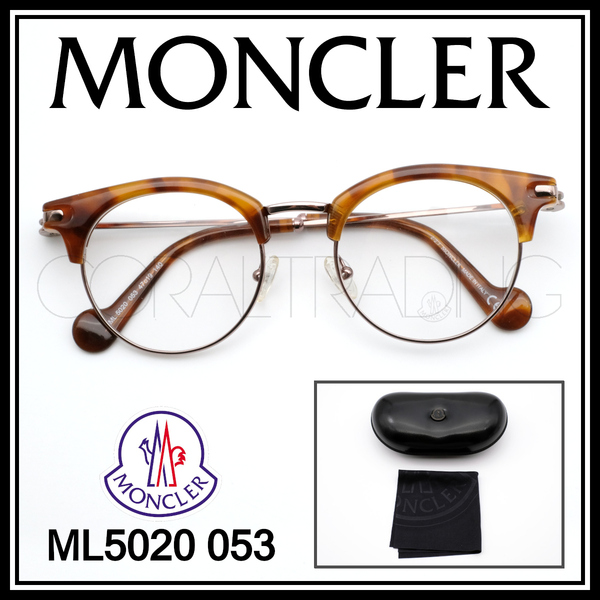 24059★新品本物！LEON/Safari掲載！MONCLER ML5020 053 べっ甲柄/ブロンズ ボストン ラウンド サーモントブロー モンクレール メガネ 眼鏡