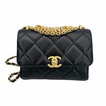 【中古】 CHANEL シャネル マトラッセ ミニフラップバッグ トップチェーン ラムスキン ブラック レディース 23040836 HO_画像3