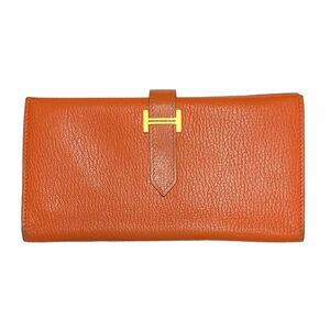 【中古】 HERMES エルメス ベアン クラシック メンズ財布 3つ折り長財布 ゴールド金具 □H刻印 23037734 AO