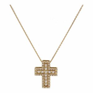 [ used ] No brand No-brand necklace * pendant diamond Cross necklace YG 23018187 YM