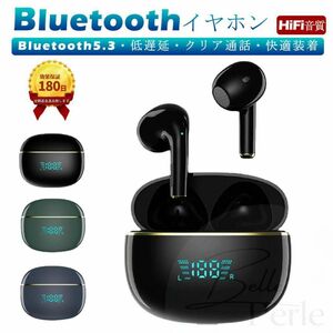 ワイヤレスイヤホン Bluetooth5.3 LEDディスプレイ電量表示 最大45時間再生 片耳/両耳 左右分離型