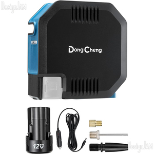 DongCheng エアコンプレッサー 電動 空気入れ 120PSI 12L/min 2000mAh 一体型自収納