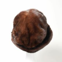 MG0299▽最高級毛皮 ミンク MINK リバーシブル ファーハット 帽子 約60cm デミバフミンク×カーキ系_画像4
