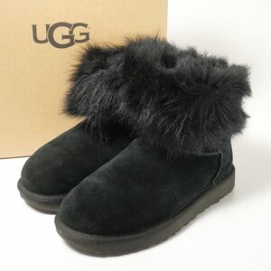 GN8498▽定価3万円*アグ UGG《ヴァレンティナ Valentina》シープスキン ムートンブーツ ショートブーツ 1012388 ビジュー 24cm ブラック