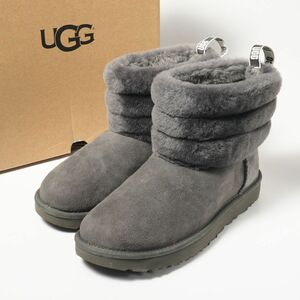 GN8427▽定価2.7万円 UGG アグ*フラッフミニキルテッド 1098533*ショートブーツ*シープスキン*ムートンブーツ*靴*グレー系*US7/24cm