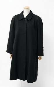 GO0867■英国製■アクアスキュータム/Aquascutum*総カシミヤ*ロングコート*オーバーコート*ステンカラー*比翼*ブラック系*サイズ8