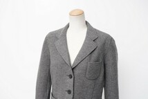 MF2813 アクアスキュータム/Aquascutum*ウール*ステッチ*テーラードジャケット*裏地なし*日本製*小さいサイズ6F*グレー系_画像3