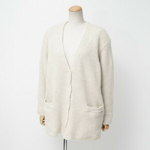 TF9444 イタリア製*マックスマーラ ウィークエンドライン/Max Mara*アンゴラ混*ウール*リブニットカーディガン*長袖*サイズM*アイボリー系