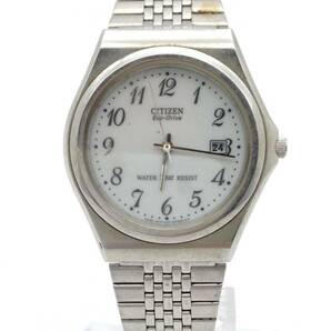 動作品【 CITIZEN Eco Drive 腕時計 E111-S029511 】シチズン ソーラー メンズ 腕時計 ホワイト文字盤 シルバー デイト MNの画像1