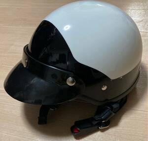 マルシン バイクヘルメット ハーフ MP-110 U.S.A POLICE STYLE ホワイト/ブラック フリーサイズ (57-60cm未満) ふ