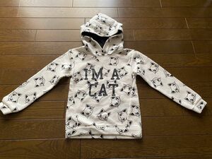 H&M 猫ちゃんパーカー裏起毛 フード付きトレーナー 110