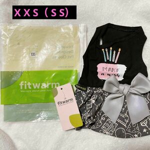 Fitwarm 小型犬用 xxs 綿100% 犬服 ドレス ケーキ柄　袖なし　犬用ドレス