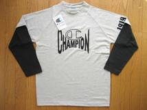 即決新品 Champion / チャンピオン レイヤード 長袖 Tシャツ グレイ&黒 3L XXXL / ロンＴ / 送料無料_画像1