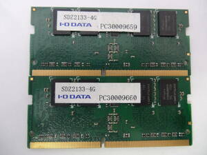 ☆I・O　DATA PC4-2133 4GB×2枚 BIOS確認済☆１