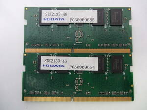 ☆I・O　DATA PC4-2133 4GB×2枚 BIOS確認済☆６