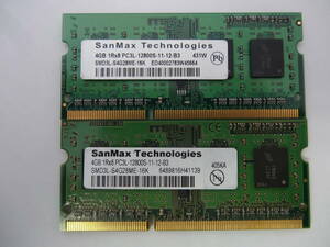 ☆SanMaxTechnologies PC3L-12800S 4GB×2枚 BIOS確認済☆１