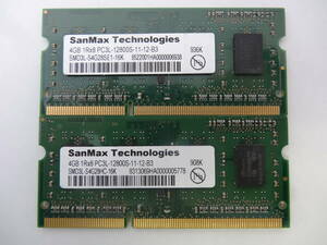 ☆SanMaxTechnologies PC3L-12800S 4GB×2枚 BIOS確認済☆２