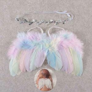  angel. feather new bo-n photo baby nap art newborn baby memory photograph rainbow color 