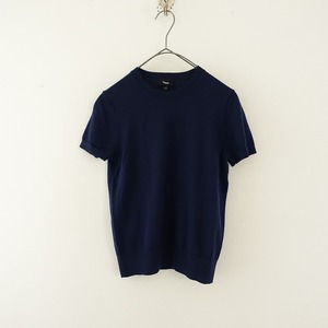 //[2022AW/ regular price 1.9 ten thousand ] theory theory * wool heaven . Short sleeve T-shirt *S pull over crew neck navy blue color (2-2401-476)[50B42a]