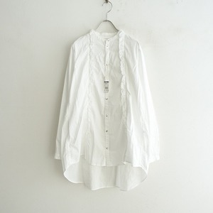 //【美品/定価1.5万】キャピタル KAPITAL *ブロード後染め フリルレイシャツ*1/S綿白チュニックブラウス(25-2401-289)【80B42】