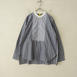 //【美品/定価1.2万】ナチュラルランドリー NATURAL LAUNDRY *ヨーク切替ストライプシャツ*2綿ブラウス(25-2401-314)【80B42】