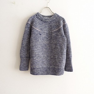 //【定価3.7万】ホームスパン homspun *手編みボーダープルオーバー*Fウール毛ニットトップスセーター(1-2401-433)【80B42】