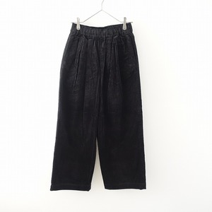 //【未使用/定価1.7万】TANDEY オローネ *バルーンワイドパンツ/秋冬*太コールコーデュロイブラックイージー(2-2401-601)【90B42】