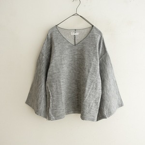 // saw saw SOU SOU *ji van V neck pull over *S. gray long sleeve kimono sleeve plain cut and sewn (33-2401-600)[11B42]